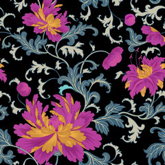 Fototapeta na wymiar Floral pattern. Flower seamless background. Flourish ornamental garden wallpaper