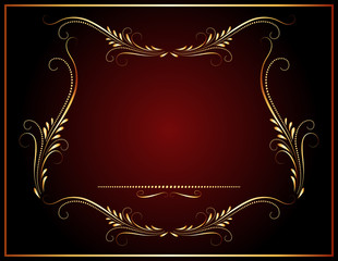 Decorative vintage frame with golden floral ornament and border in victorian style for decor booklet cover, invitation, congratulations or presentation