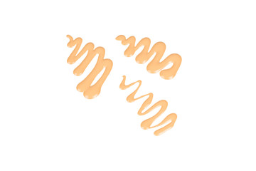 Liquid foundation swatch isolated on white background. Close Up of makeup cream sample.