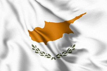 Cyprus flag blowing in the wind. Background texture. 3d Illustration.
