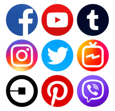 Collection of popular circle social media new icons