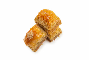 Delicious sweet baklava isolated on white background.