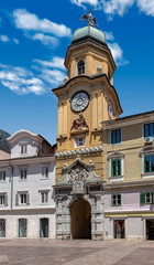 The city clock tower on the main street of Rijeka