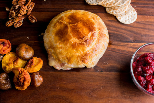 Baked Brie With Cranberry Chutney. Classic Traditional Party Favorite. 