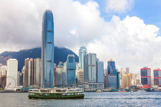 Star Ferry Crossing Hong Kong Harbour and Skyline, Hong Kong, China, Asia