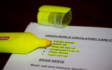 Yellow highlighted information in textbook