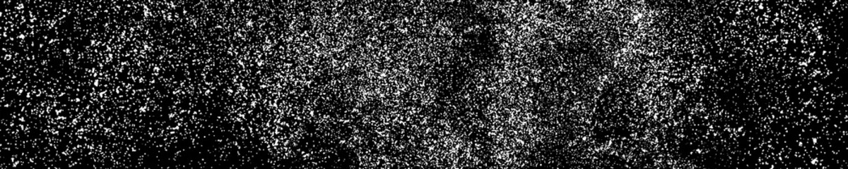 White Grainy Texture On Black. Panoramic Background. Wide Horizontal Long Banner For Site. Dust Overlay. Light Coloured Noise Granules. Snow Vector Elements. Illustration, EPS 10.