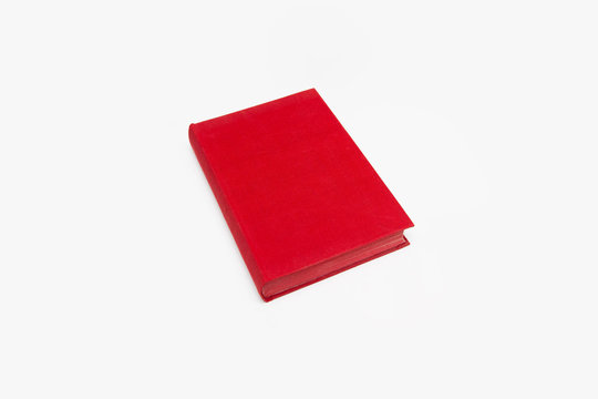 Blank red Hardcover Book Mock-Up isolated on white background.High resolution photo.
