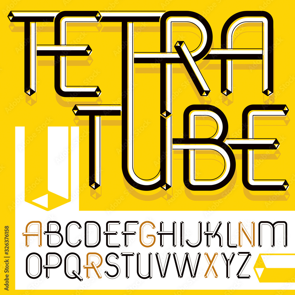 Fototapete set of trendy modern vector capital, upper case english alphabet letters isolated. retro font, types