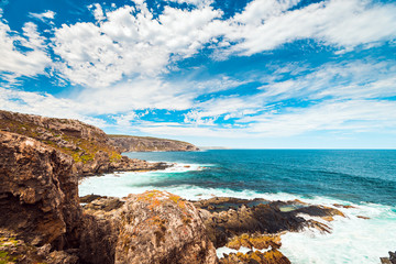 Fototapeta na wymiar Picturesque view of Kangaroo Island coast with Sea Lions
