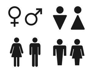 toilet signs set with man and women, restroom icons