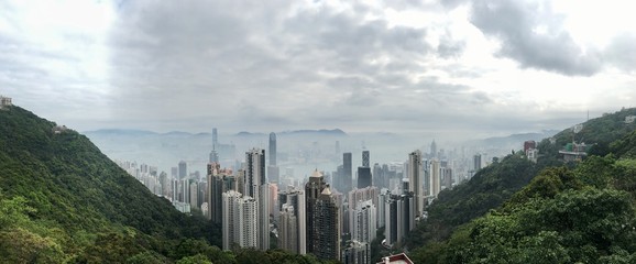 Fototapeta premium Vista panoramica de Hong Kong desde el pico victoria