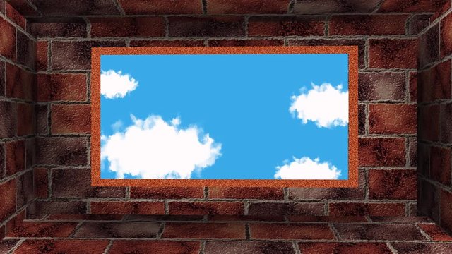 Colorful sky and rainbow drawing in the brick wall - Video motion Graphics