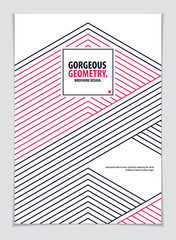 Brochure Design Template minimal design. Modern Geometric Abstract pattern vector background. Striped line textured geometric illustration. A4 print format.