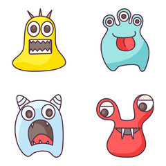  Monster Faces Doodle Icons Pack