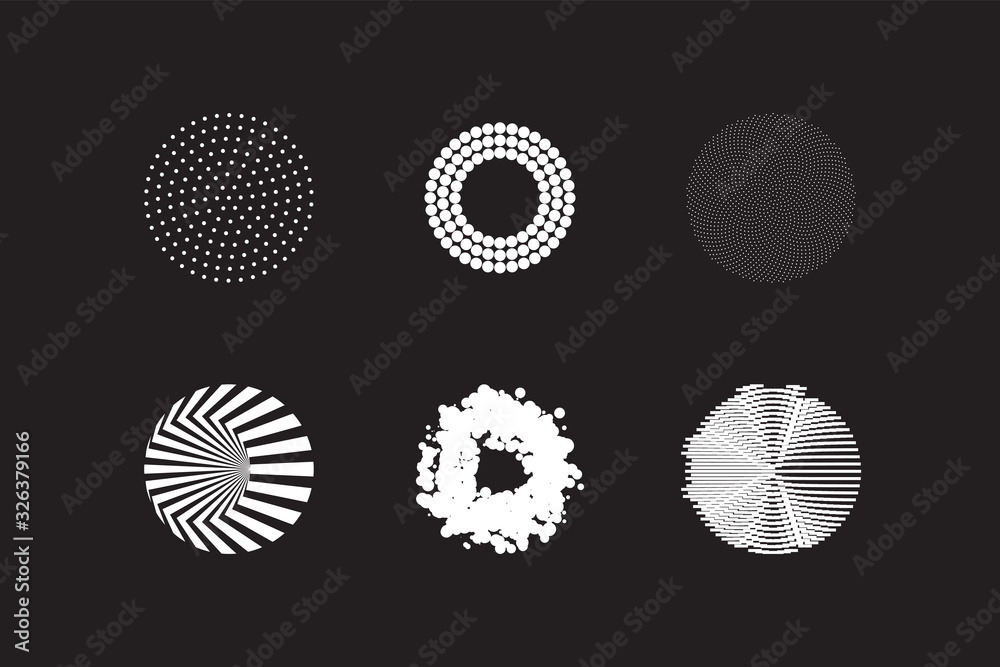 Wall mural universal geometric shapes set. design forms on black background