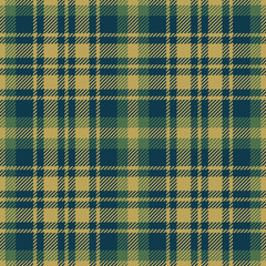 Plaid pattern background. Seamless tartan check plaid graphic in dark blue, green, and yellow gold for flannel shirt, blanket, throw, duvet cover, or other modern autumn winter fabric design.