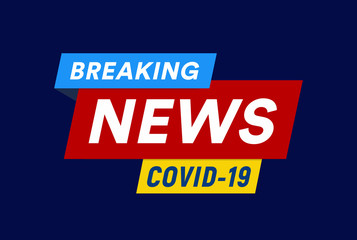 COVID-19 isolated vector emblem and background, coronavirus inforgraphic headline for medical breaking news web graphic, poster and banner.