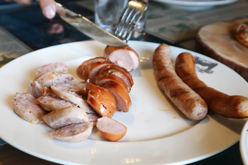 grilled sausage, pork sausage or mixed sausage