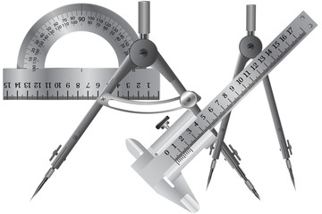 A compass is a device for measuring and plotting a circle, and a vernier caliper is a universal measuring device that serves for high-precision measurements