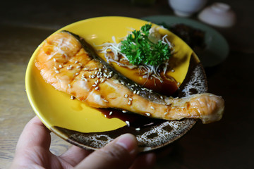 grilled salmon,salmon steak or Yaki Sake