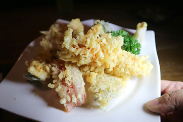 tempura, fried vegetable or vegetable tempura