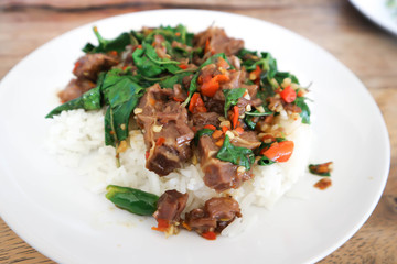stir fried pork or stir beef with holy basil