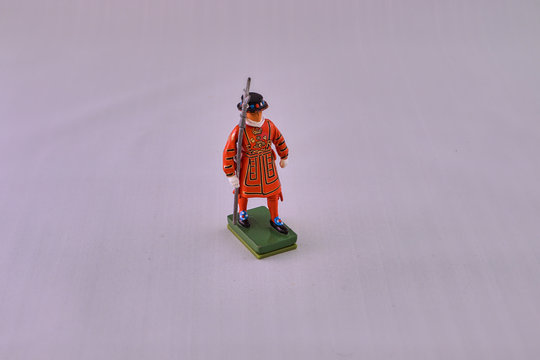 toy figure of beefeater close up