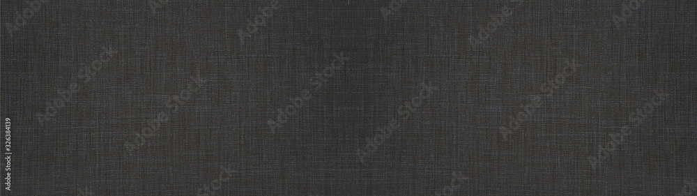 Wall mural Dark gray anthracite black natural cotton linen textile texture background banner panorama