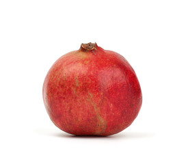 round red ripe pomegranate fruit in peel isolated on a white background