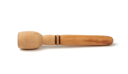 new wooden mortar pestle isolated on a white background