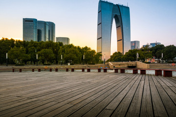 中国江苏苏州园区现代城市建筑风光