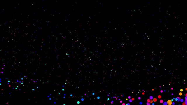 4k looped seamless abstract background, beautiful multi-colored circles in flat style like paint bubbles or dye droplets in water. Luma matte as alpha channel. Particles increase and decrease 9