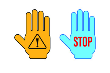 Fototapeta premium Hand stop warning sign vector icon