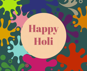 Happy holi wishes greeting card on abstract background, Indian festival of colours, graphic design illustration wallpaper