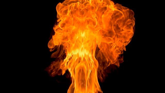 Close Up fire explosions and blasts. Explosion Spark and Particles Moves in isolated black background, fire and bomb explosion, Burning fire Flames Igniting, Real fire, Giant real gas explosion, 4K