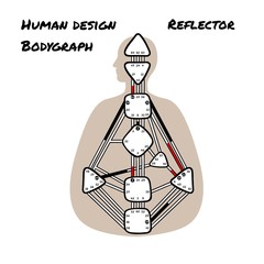 Reflector. Human Design BodyGraph. Nine colored energy centers