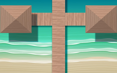 landscape of bungalow at the beach in summer