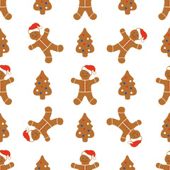 Obraz premium Christmas, New Year 2020 pattern Gingerbread man