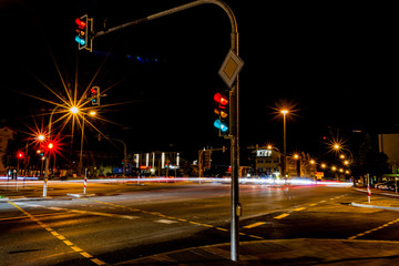 traffic in the city at night