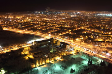 City from a height of 150 meters. Kharkov, Saltovka