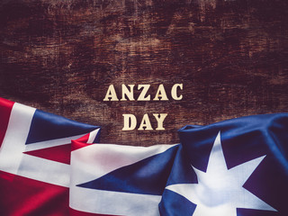 Fototapeta na wymiar Anzac Day. Lest We Forget. Beautiful greeting card. Close-up, view from above. National holiday concept. Congratulations for family, relatives, friends and colleagues
