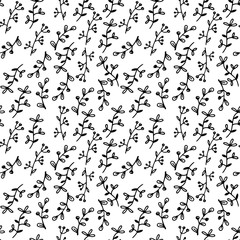 Obraz premium Hand drawn Floral seamless pattern. simple doodle branch