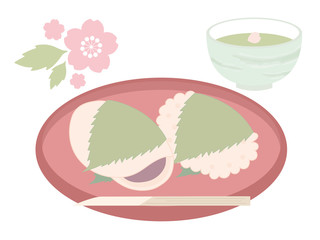 素材＿桜餅＿長命寺と道明寺＿白