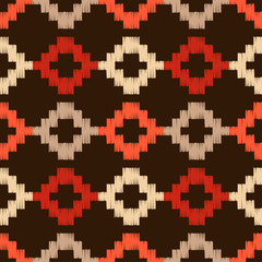 Embroidery. Ethnic boho ornament. Hatch. Seamless pattern. Tribal motif. Vector illustration for web design or print.