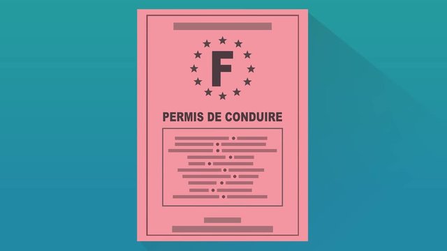 Pr&eacute;senter son permis de conduire ancien (flat design avec fond bleu, fond blanc, transparence et couche alpha)