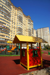 Children's little carousel in the playground.
