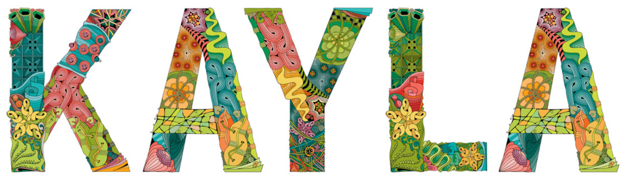 Female name Kayla. Vector decorative zentangle object