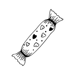  Hand drawn candy isolated on a white background. Doodle, simple outline illustration. It can be used for decoration of textile, paper.