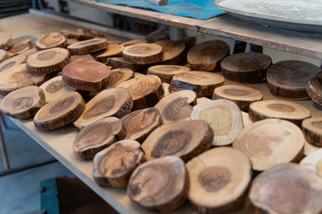 Wood materials and textures in workshop